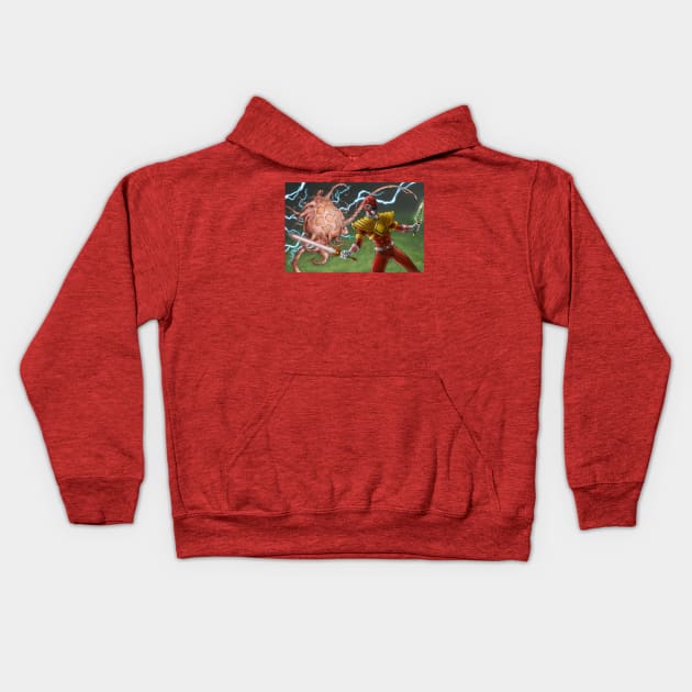 Red Ranger VS Cardiatron Kids Hoodie by AdamCRivera